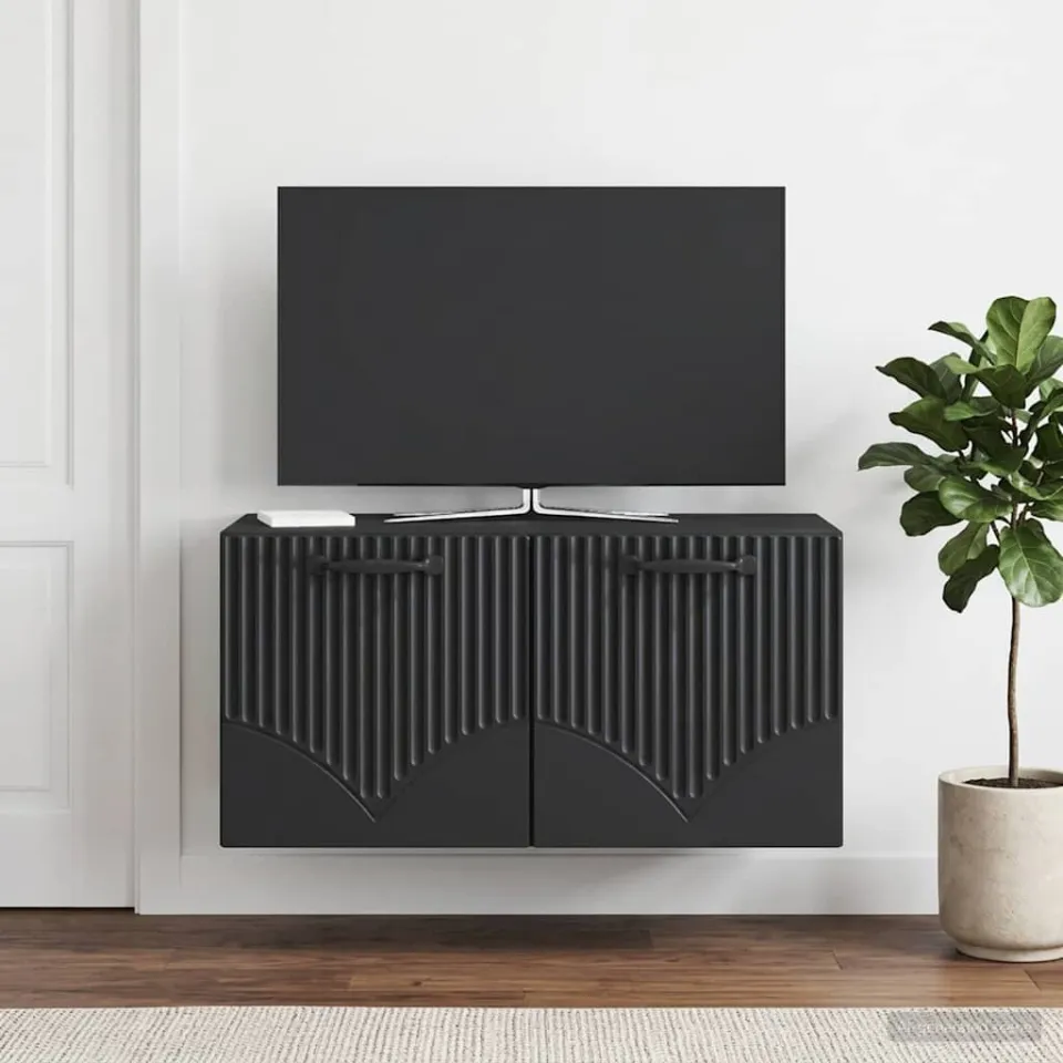 vidaXL Wandbeugel TV-kast Zwart 59,5 x 31 x 30 cm Bewerkt hout, foto 4