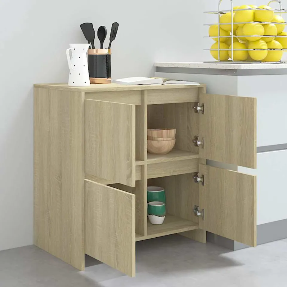 vidaXL Dressoirs 2 st 70x41x75 cm bewerkt hout sonoma eikenkleurig, foto 4