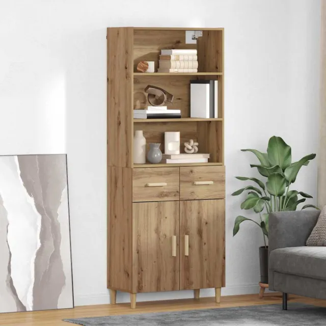 vidaXL Hoge kast Artisan Eiken 69,5 x 34 x 180 cm Bewerkt hout Bruin