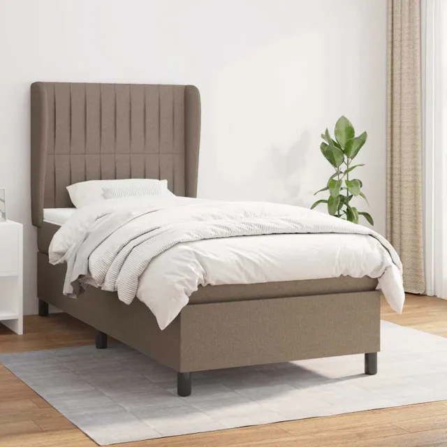 vidaXL Boxspring met matras stof taupe 90x190 cm