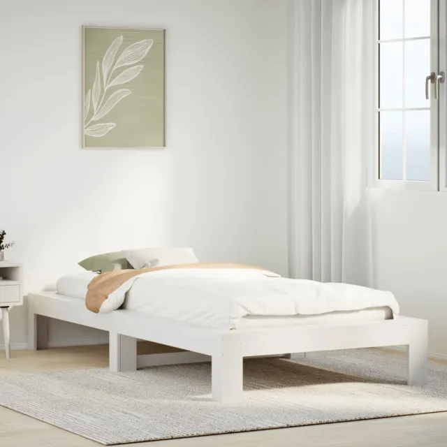 vidaXL Bedframe zonder matras massief grenenhout wit 140x200 cm