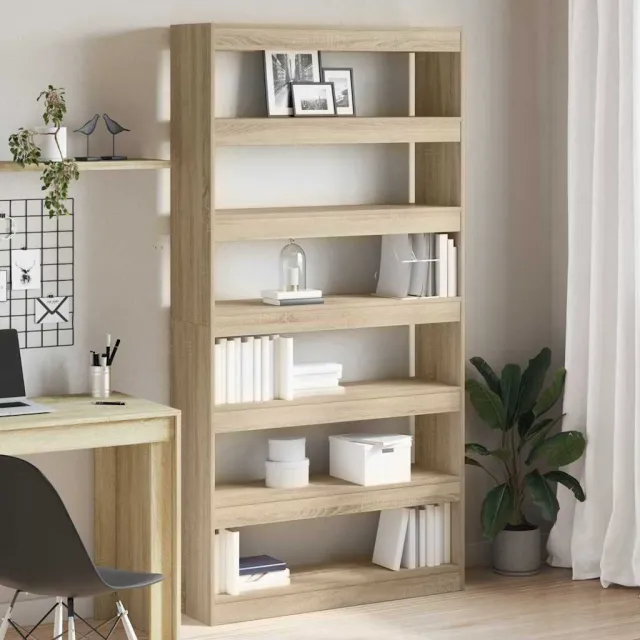 vidaXL Boekenkast 6-laags 100 x 30 x 198 cm Bewerkt hout Sonoma Eiken Bruin