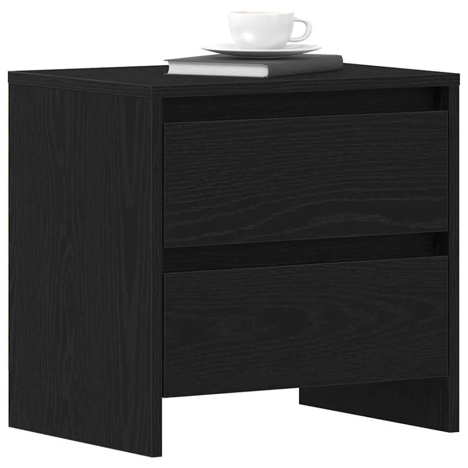 vidaXL Nachtkastje Zwart Eiken 45 x 34 x 44,5 cm Bewerkt hout
