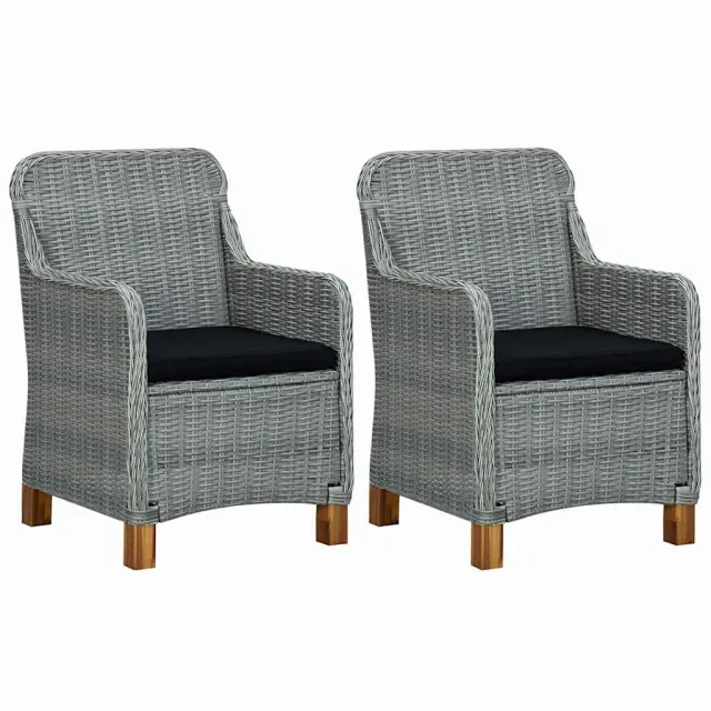 vidaXL Tuinstoelen 2 st met kussens poly rattan lichtgrijs