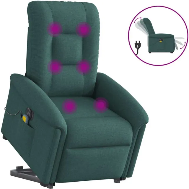 vidaXL Sta-op-massagestoel - elektrisch - verstelbaar - stof - donkergroen