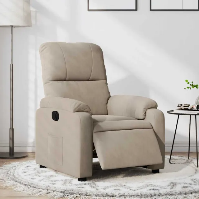 vidaXL Fauteuil verstelbaar elektrisch microvezelstof taupe