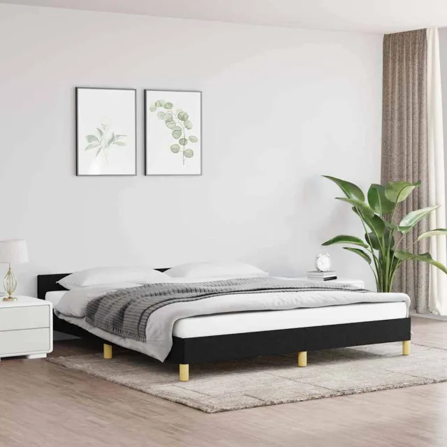 vidaXL Bedframe zonder matras stof zwart 160x200 cm