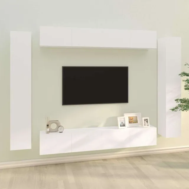 vidaXL 8-delige Tv-meubelset bewerkt hout wit, foto 2