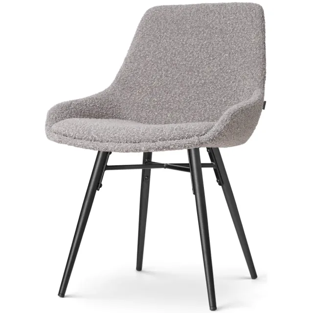 Nolon Nena-Isa eetkamerstoel bouclé taupe - zwart houten onderstel