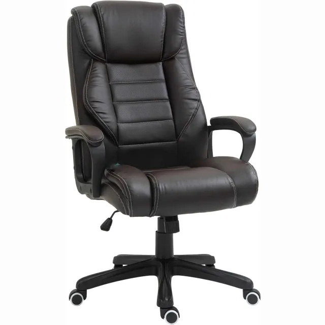 Lunpog Bureaustoel met massagefunctie - in hoogte verstelbaar - ergonomische draaistoel - 6 vibratiepunten - bruin