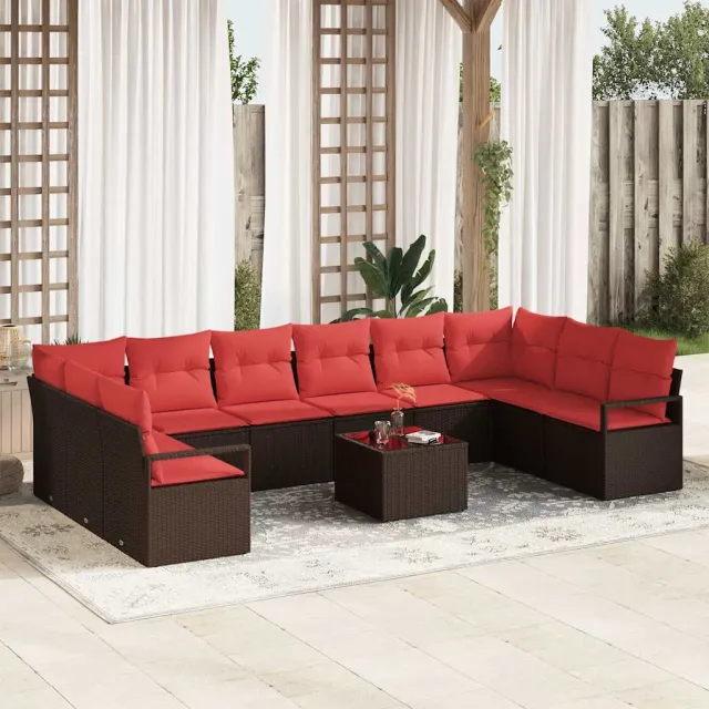 vidaXL Bankstel 11 st Bruin poly rattan, foto 2