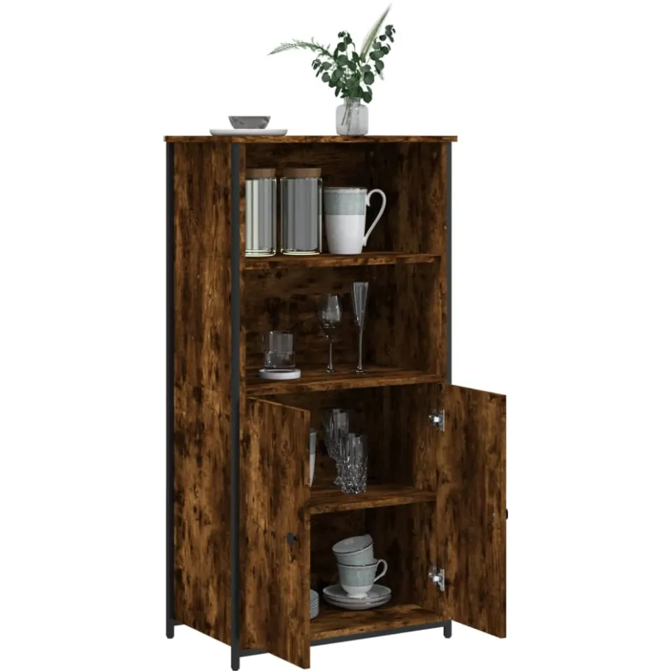 vidaXL Hoge kast 62x36x121,5 cm bewerkt hout gerookt eikenkleurig, foto 3