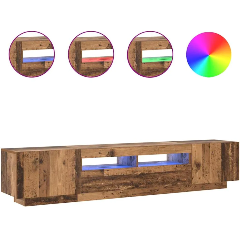 vidaXL Tv-meubel met LED 200x35x40 cm bewerkt hout oud hout bruin, foto 4