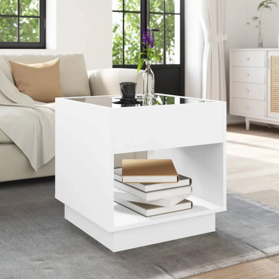 vidaXL Salontafel met Infinity LED 50x50x50 cm wit, foto 4