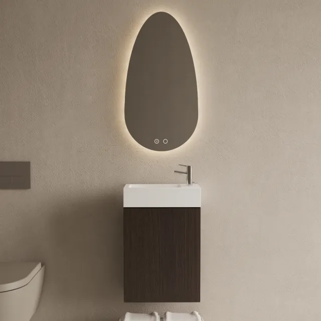 Boss & Wessing Toiletmeubel Set BWS Riga Siena Bruin Eiken 40 cm Fontein Glans Wit
