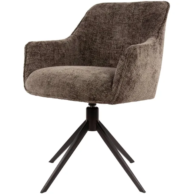 Set van 2 - Nest of Nora Comfortabele Eetkamerstoelen met armleuning Nika - Draaibaar - Taupe