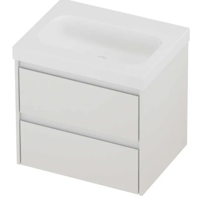 Proline Haga Badmeubelset Polystone Mezza 60x46x58 cm Mat White Glans Wit