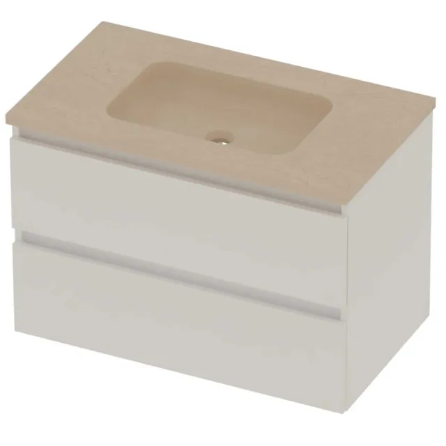 Basic-Line Rocky 46 Badmeubelset Hardsteen Zonder Kraangat 80x46x54 cm Mat White Sand Stone