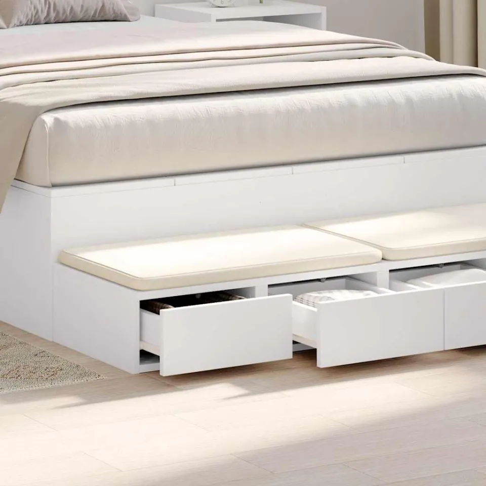 vidaXL Bedlades Wit 120 x 36,5 x 16,5 cm Bewerkt hout, foto 3