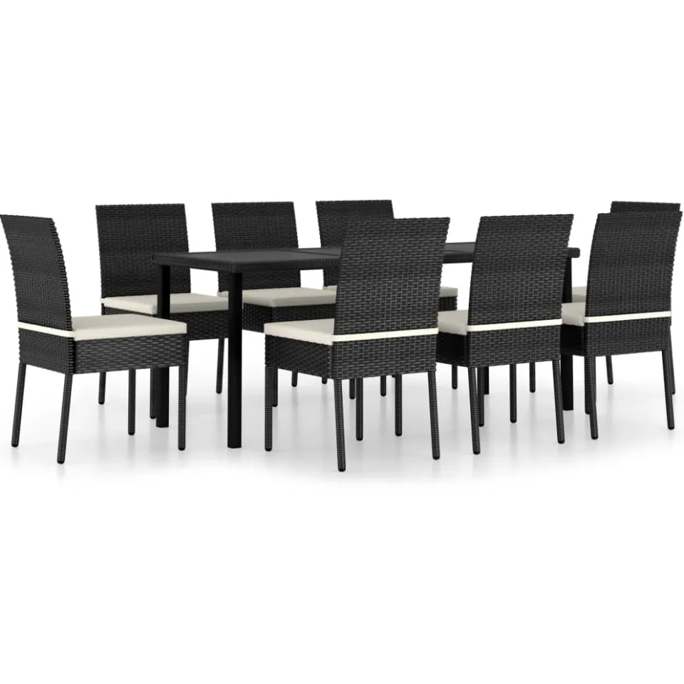 vidaXL 9-delige Tuinset poly rattan zwart, foto 3