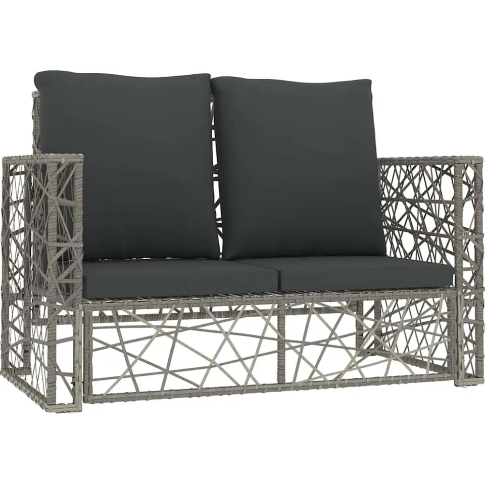 vidaXL 2-delige Loungeset met kussens poly rattan grijs, foto 4