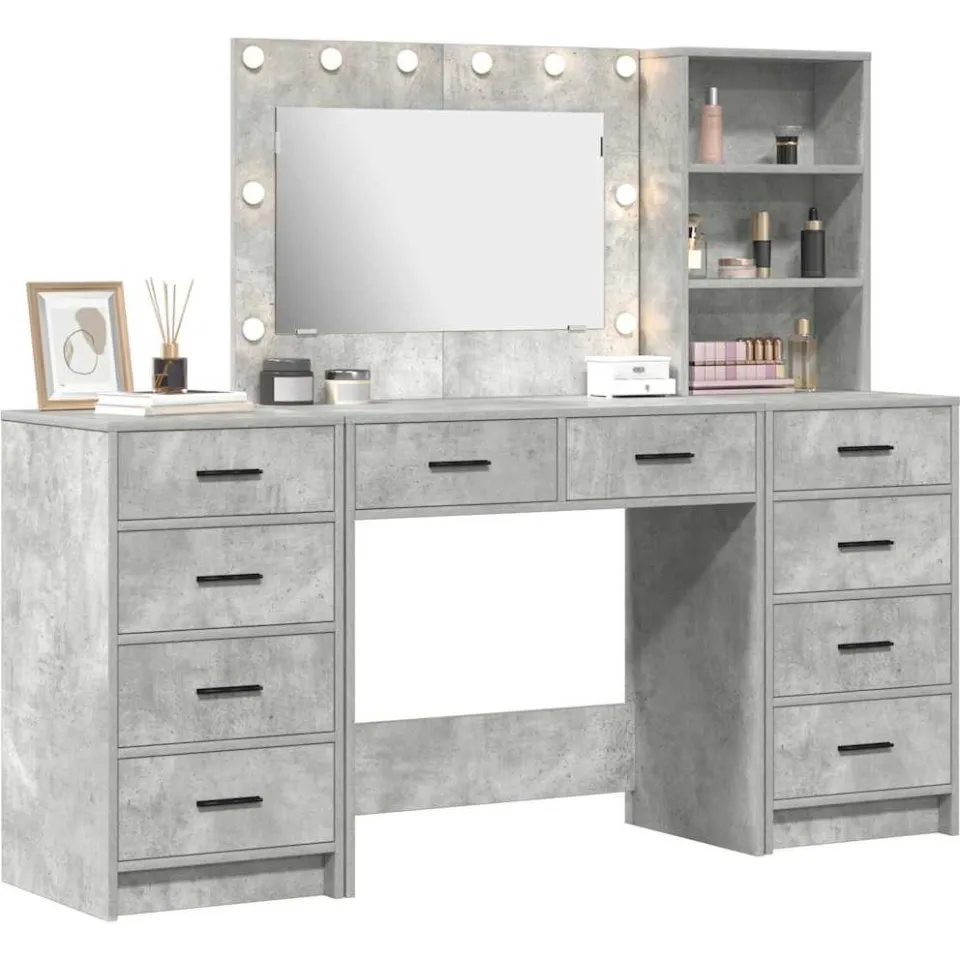 vidaXL Plafondtafel 3 st Beton Grijs 78,5 x 41 x 135 cm Bewerkt hout
