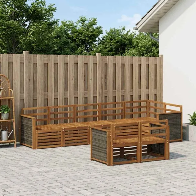 vidaXL Buiten bankenset 7 st 8-zits Naturel Massief Acaciahout