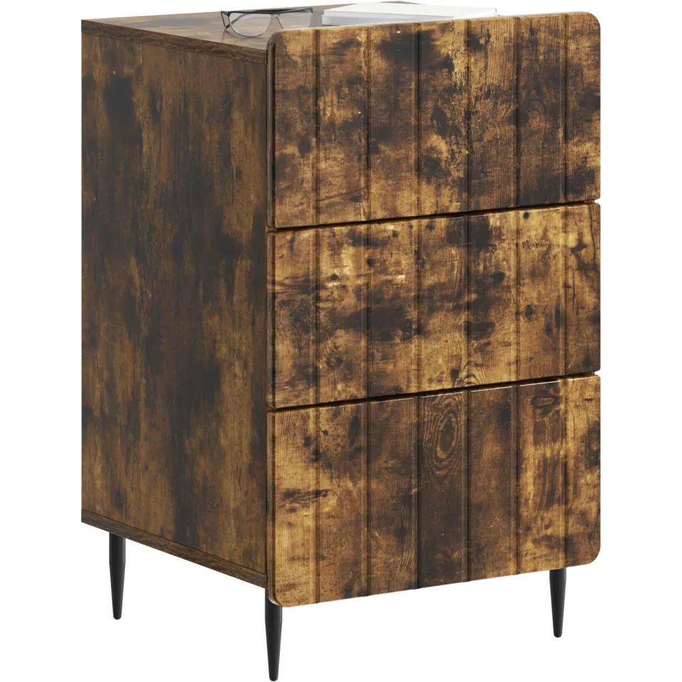 vidaXL Nachtkastje met lade Gerookt eiken 43x 41 x 68 cm Bewerkt hout Bruin