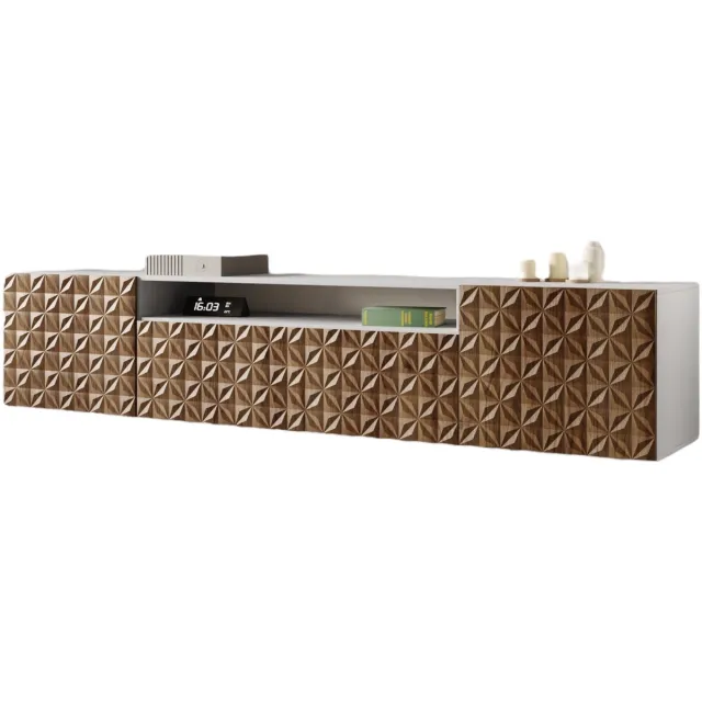 Margaret Hadas24 TV-kast Cali, woonwand, lowboard, tv-standaard, woonwand, woonkamer, tv-board, woonkamermeubels, televisie, highboard, TV-kast, tv-lowboard, 200 cm, 3 deuren, wit, bruin