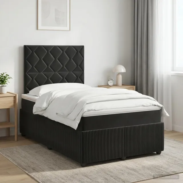 vidaXL Boxspringbed met matras Zwart 120 x 190 cm Fluweel
