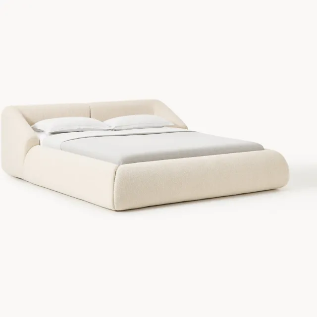 Westwing Collection Gestoffeerd bouclé bed Sofia Beige