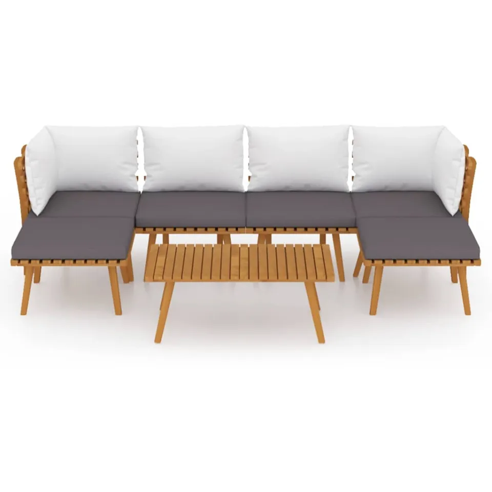 vidaXL 7-delige Loungeset met kussens massief acaciahout bruin, foto 2