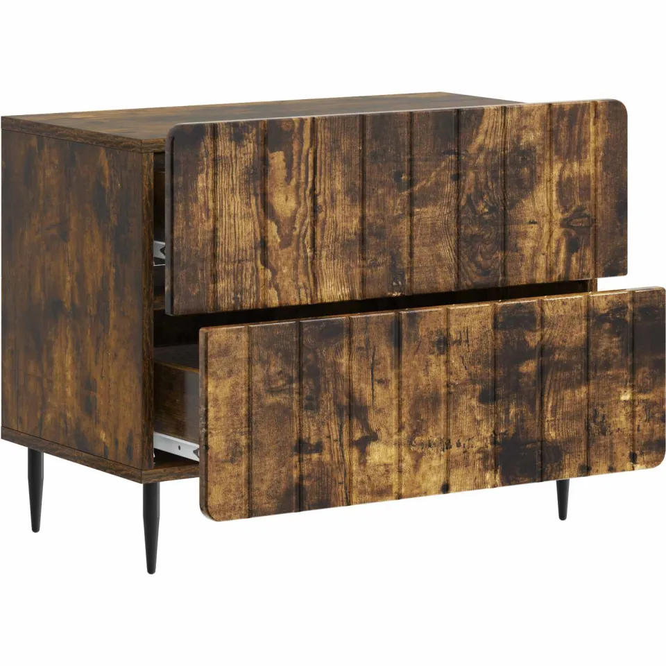 vidaXL Nachtkastje Gerookt eiken 62 x 34,5 x 49,5 cm Bewerkt hout, foto 3