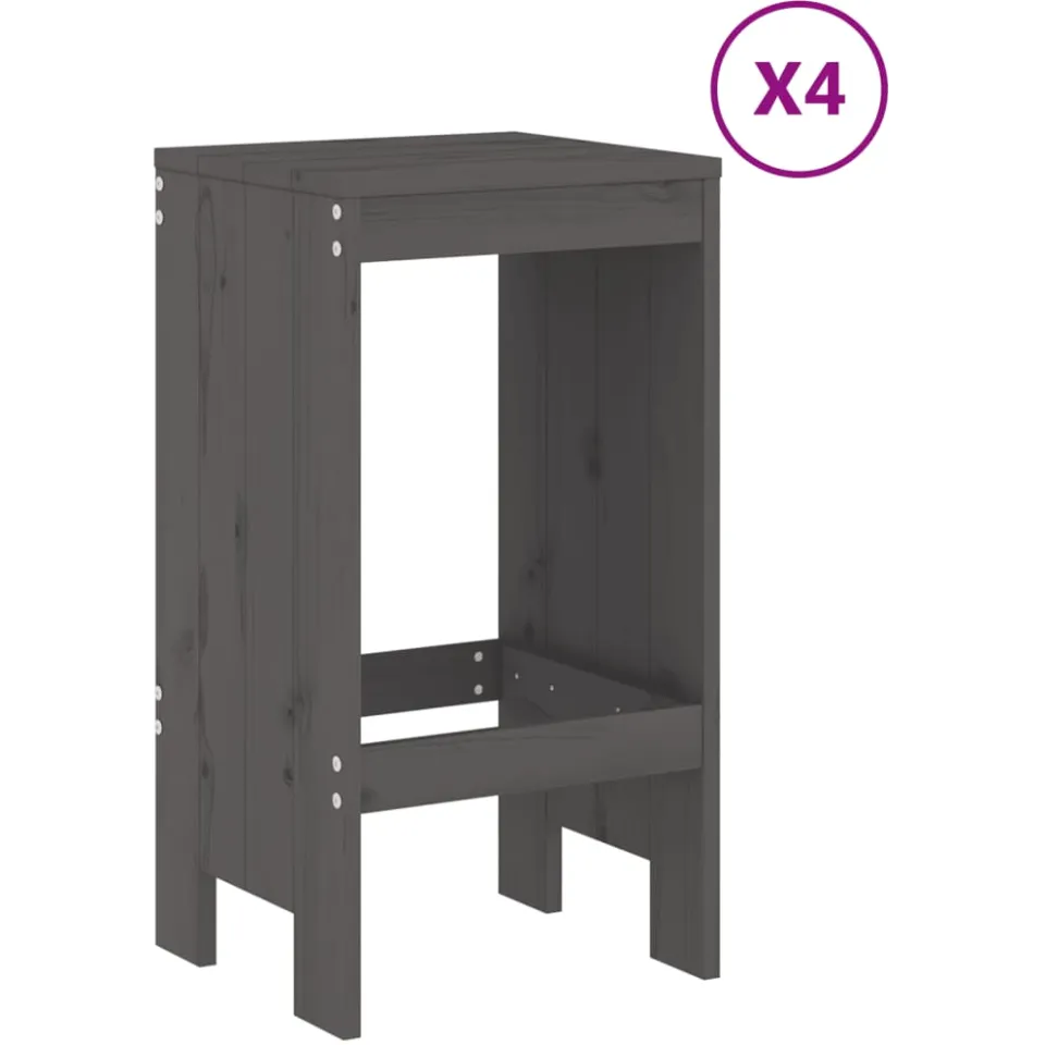 vidaXL 5-delige Tuinbarset massief grenenhout grijs, foto 3
