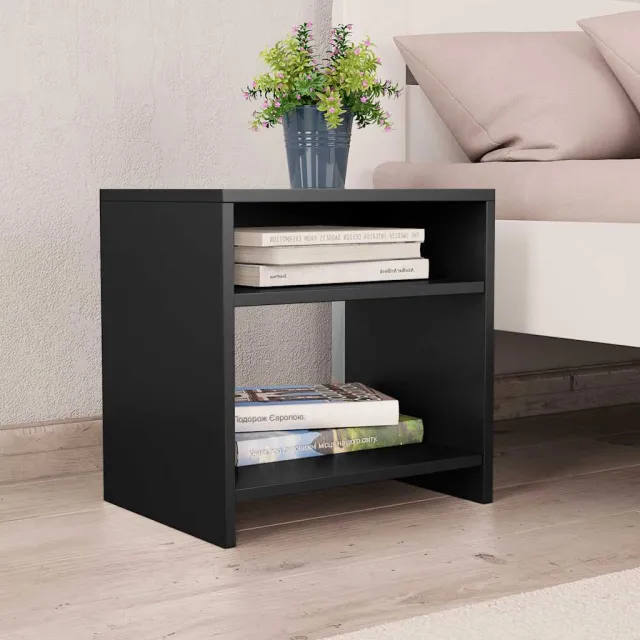 vidaXL Nachtkastjes 2 st 40x30x40 cm bewerkt hout zwart, foto 2