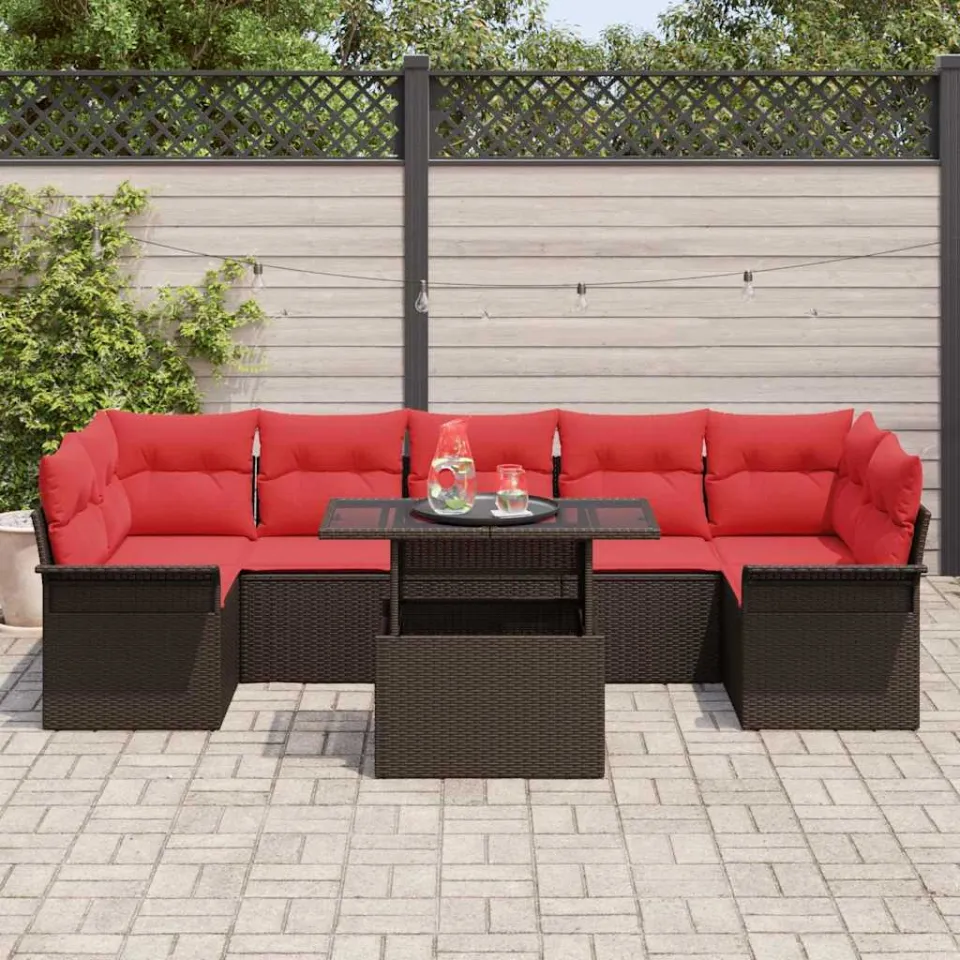 vidaXL Tuin Sofa Set 8 st Bruin poly rattan, foto 3