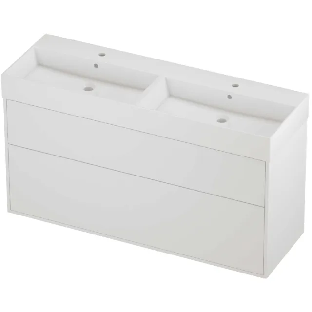 Proline Zara Badmeubelset Porselein Loft 2 Laden 140x46x78 cm Glans Wit Mat White Mat Wit