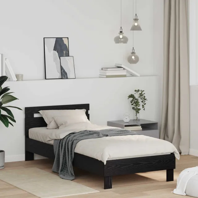 vidaXL Bedframe Zwart Eiken 75 x 190 cm Bewerkt hout