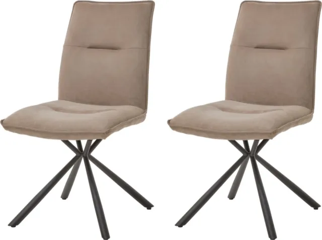 WAYS. Stoffen eetkamerstoelen – Bruin – Modern design - Stevige metalen vierpoot – 2 stuks