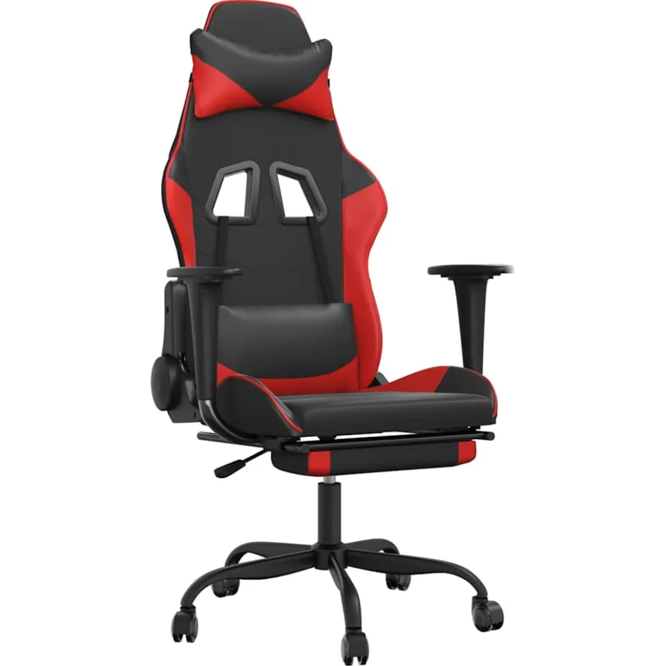 vidaXL Gamestoel met voetensteun kunstleer zwart en rood, foto 3