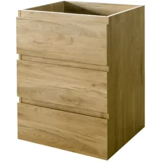 AquaVive - Praxis Eigen Merk Aquazuro Wastafelonderkast Napoli 59cm - Asgrijze Eik - Met 3 Lades - 59,4x75x47,5cm Hout