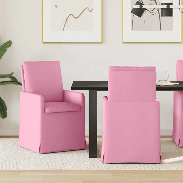 vidaXL Eettafelstoelen 2 st Stof Roze 57 x 67 x 98 cm, foto 2