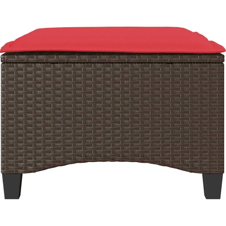 vidaXL Tuinkrukken met kussens 2 st 55x55x36 cm poly rattan bruin, foto 4