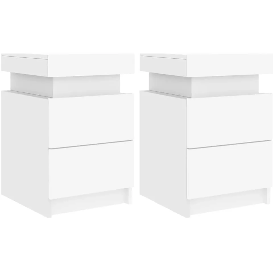 vidaXL Nachtkastjes met LED-verlichting 2 st 35x39x55 cm wit, foto 3