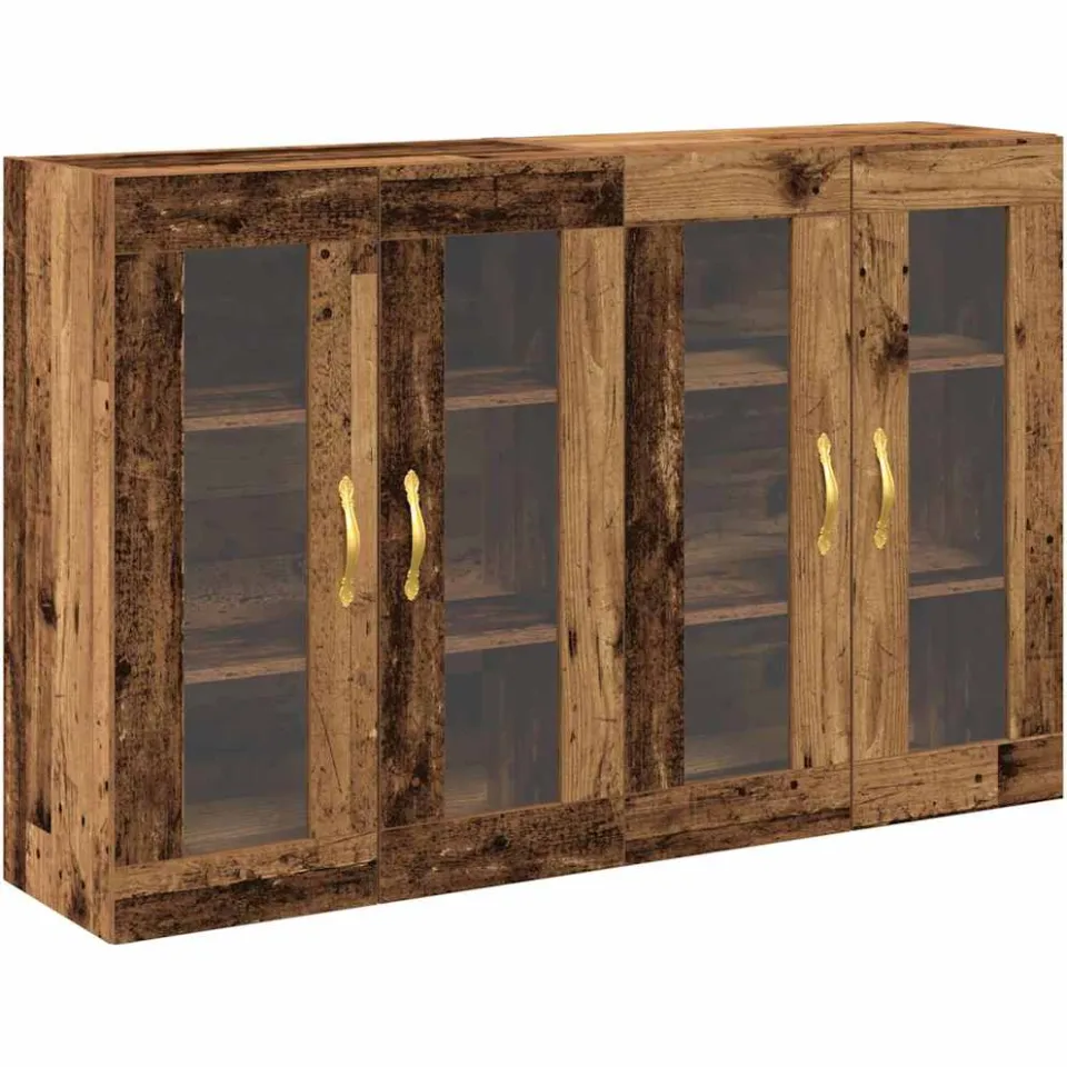 vidaXL Wandkasten 2 st Oud Hout 69,5 x 34 x 90 cm Bewerkt hout bruin, foto 3