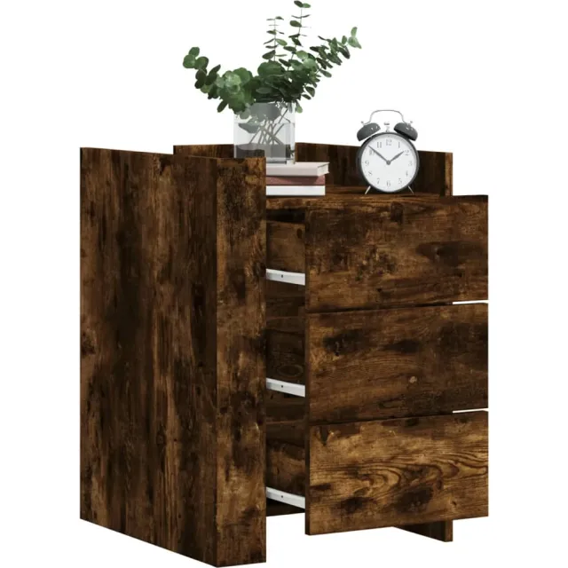 vidaXL Nachtkastje 45x50x65 cm bewerkt hout gerookt eikenkleurig Bruin