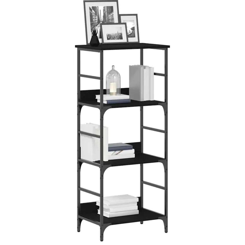 vidaXL Boekenkast 3-laags 50 x 33 x 117,5 cm Bewerkt hout Zwart Eiken