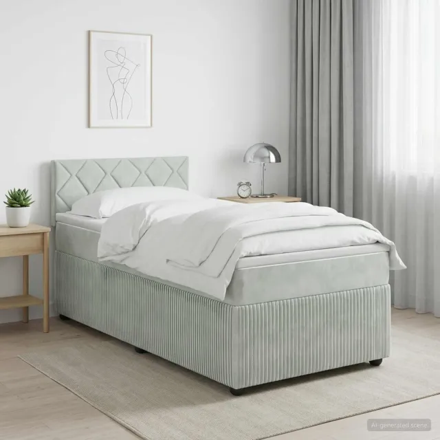 vidaXL Boxspringbed met matras Lichtgrijs 90 x 200 cm Fluweel
