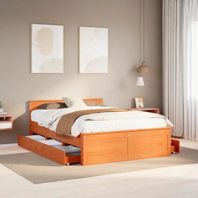 vidaXL Bedframe zonder matras met hoofdbord hout wasbruin 150x200 cm