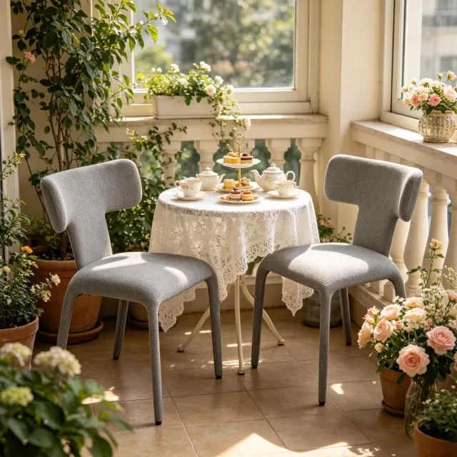STILVORA Eetkamerstoel 53 x 53 x 78 cm - Set Van 2 Met Gebogen Rugleuning En Gestoffeerde Zitting - Voor Eetkamer En Keuken - Stof Metaal - Grijs